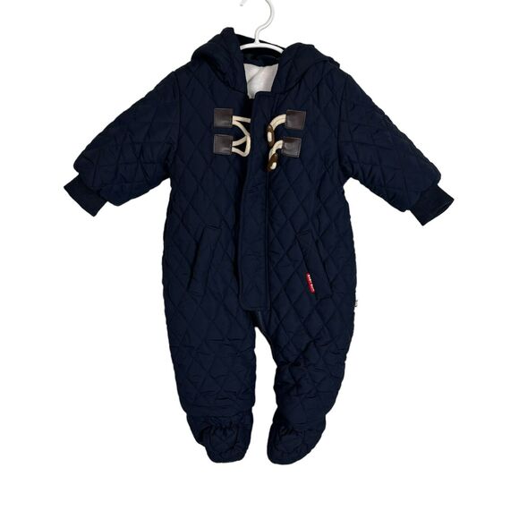 Murmurbear Baby Suit Blue Navy Quilted Warm 6-9 Months Blue Horn Deer - Picture 2 of 7